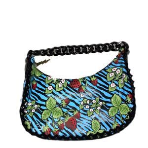 Y2K Betsey Johnson Strawberry fields Tiger print blue mini shoulder purse